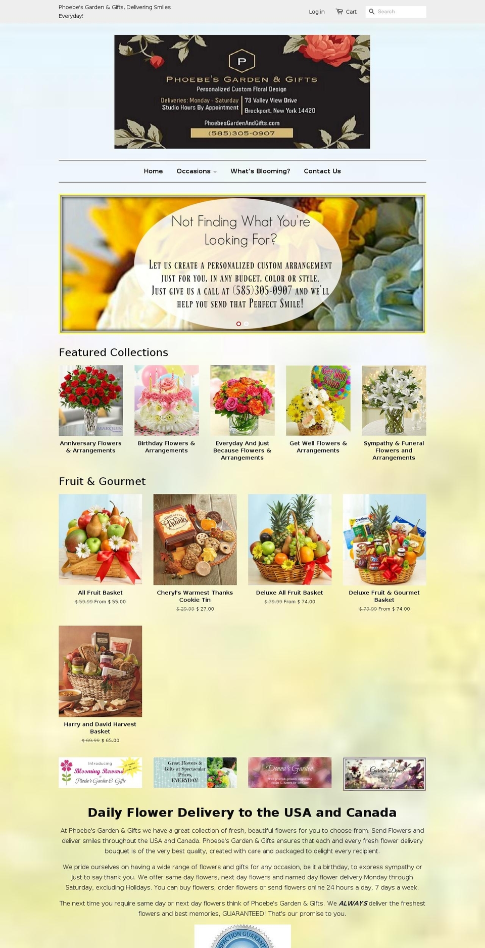 phoebesgardenandgifts.com shopify website screenshot