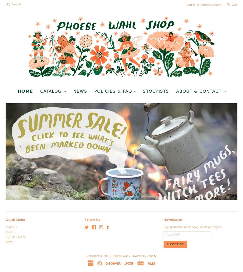 phoebewahlshop.com — Shopify storefront screenshot