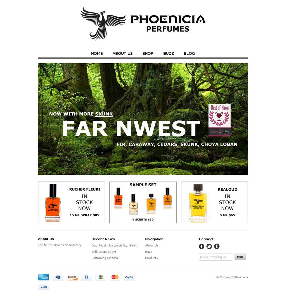 phoeniciaperfumes.com shopify website screenshot