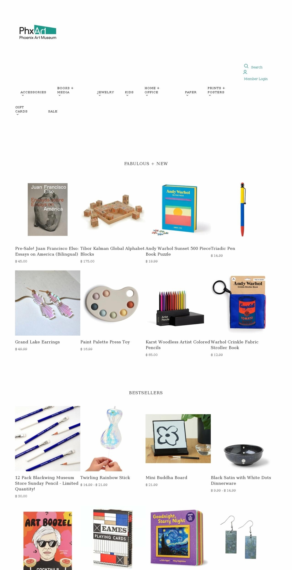 phoenix-art-museum-store.myshopify.com shopify website screenshot