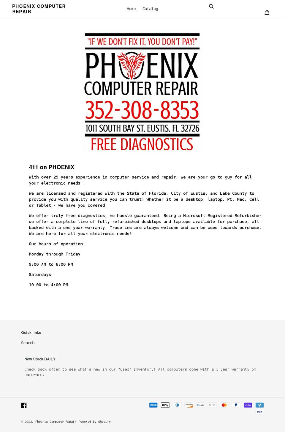 phoenix-computers.net shopify website screenshot
