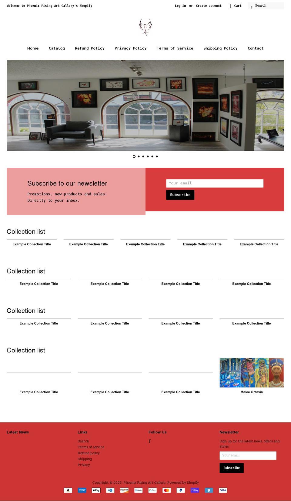 phoenix-rising-art-gallery.myshopify.com shopify website screenshot