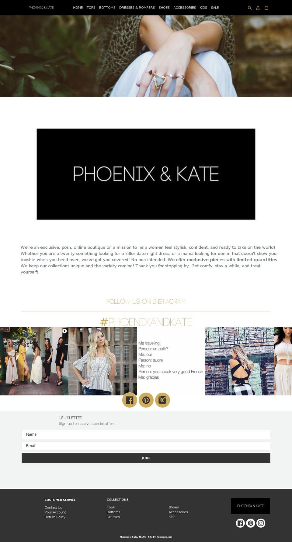 phoenixandkateboutique.com — Shopify storefront screenshot