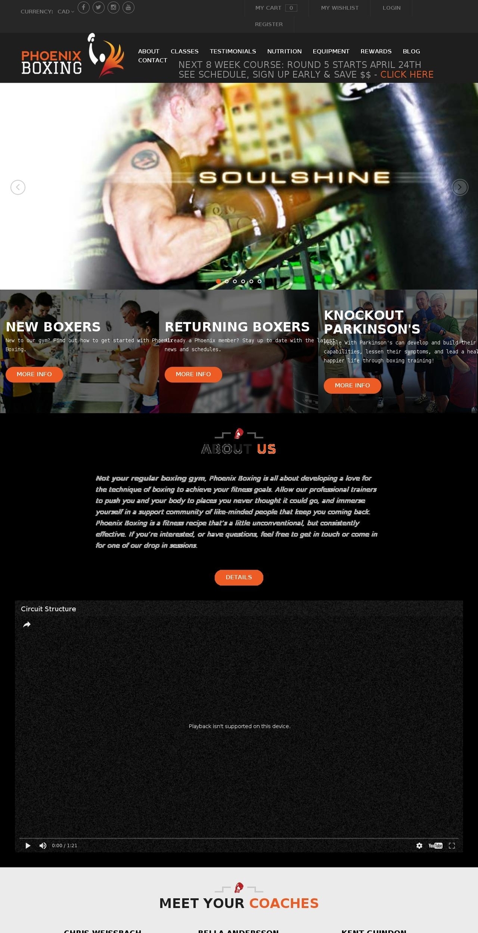 phoenixboxing.ca shopify website screenshot