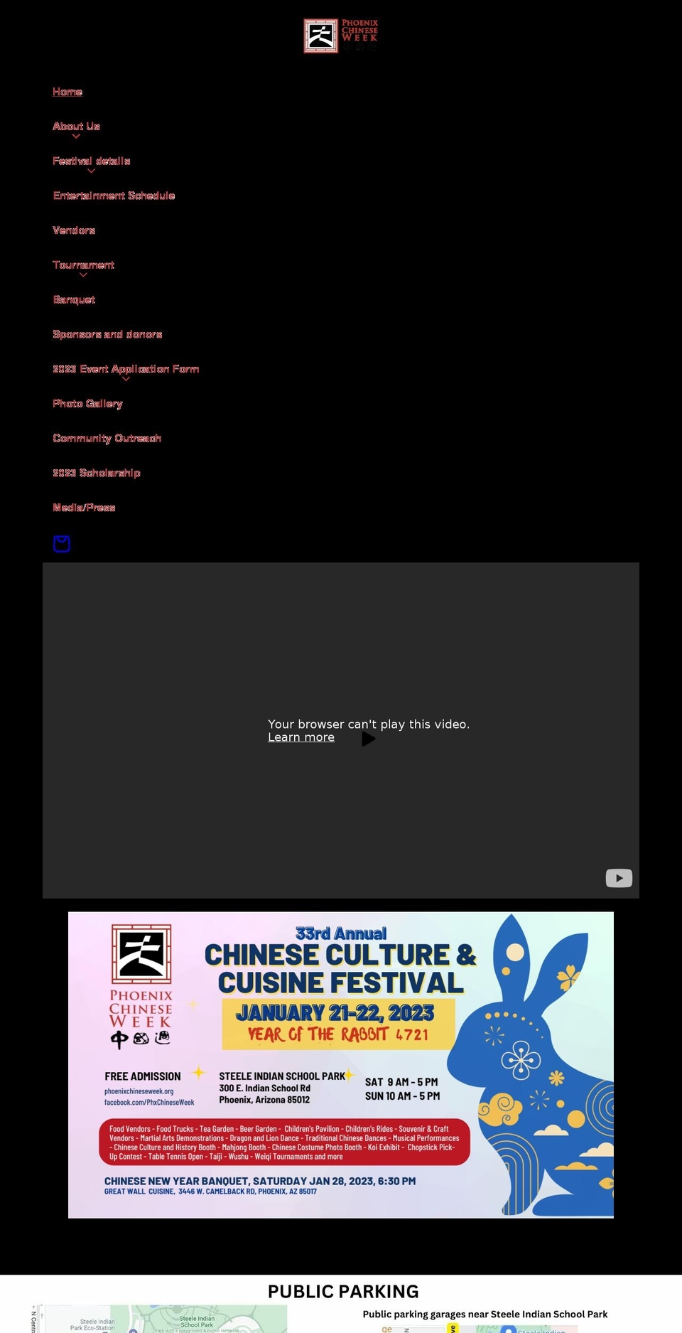 phoenixchineseweek.org shopify website screenshot
