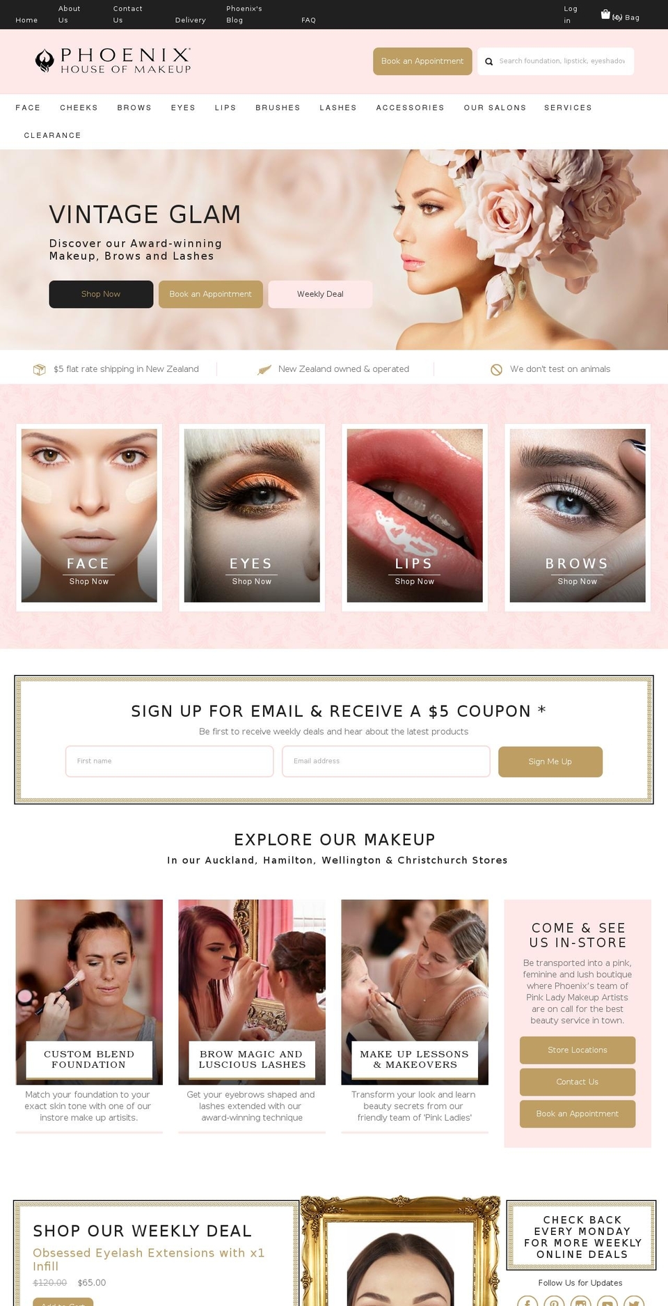 phoenixcosmetics.co.nz shopify website screenshot