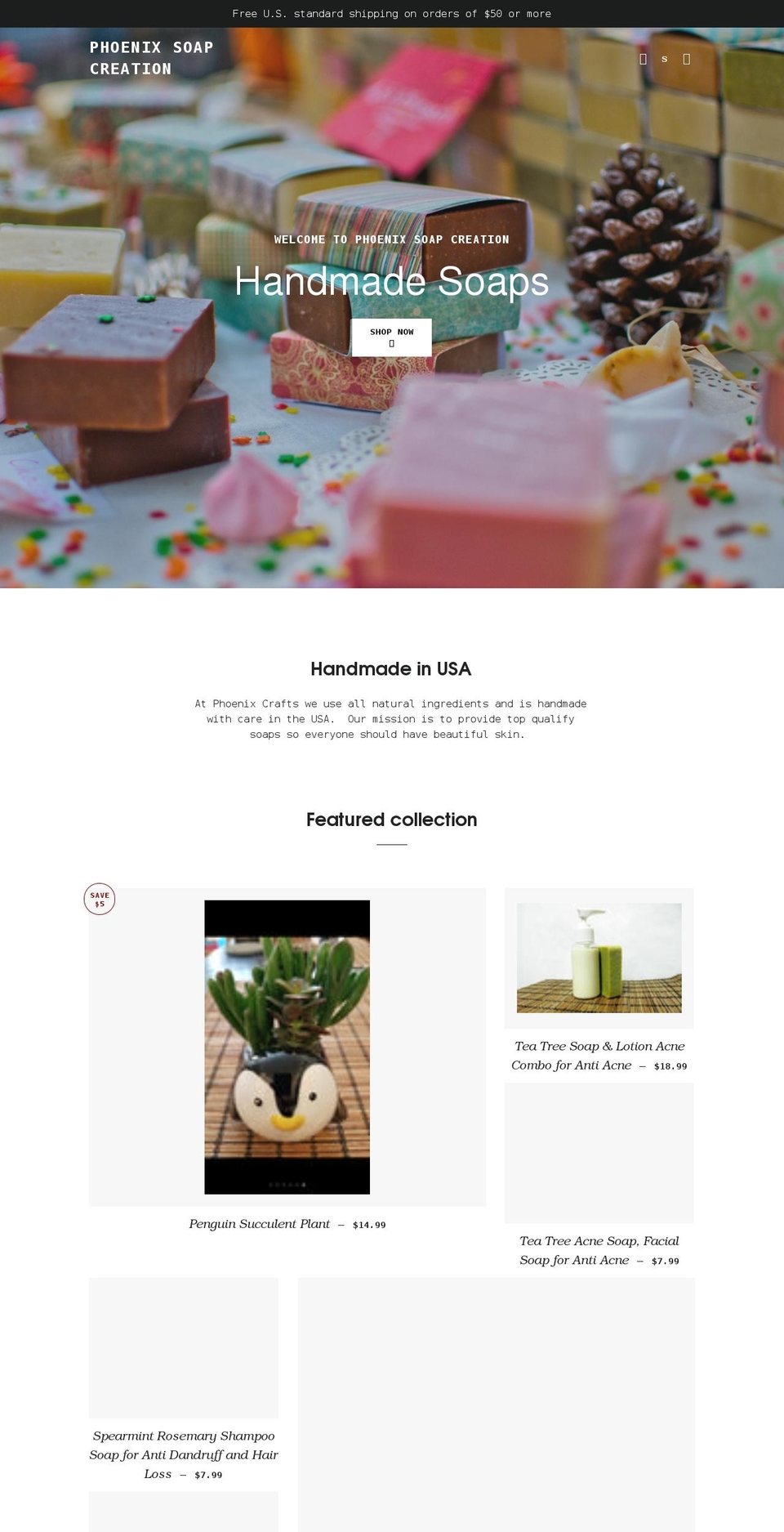 phoenixcraftshop.com shopify website screenshot