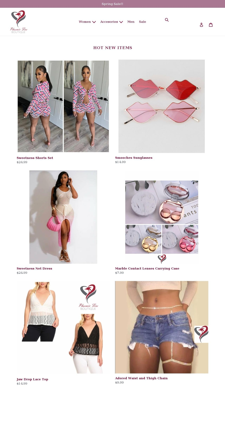 phoenixfireboutique.com shopify website screenshot