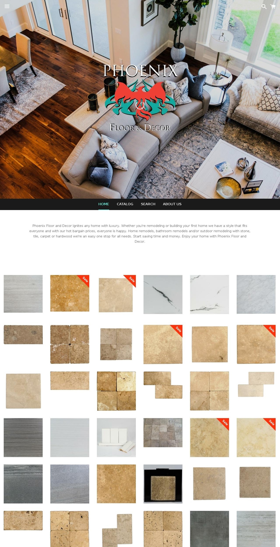 phoenixflooranddecor.com shopify website screenshot