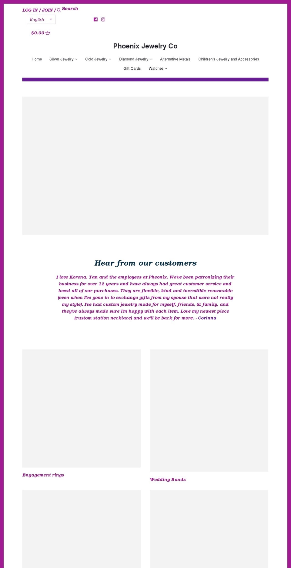 phoenixjewelry.ca shopify website screenshot