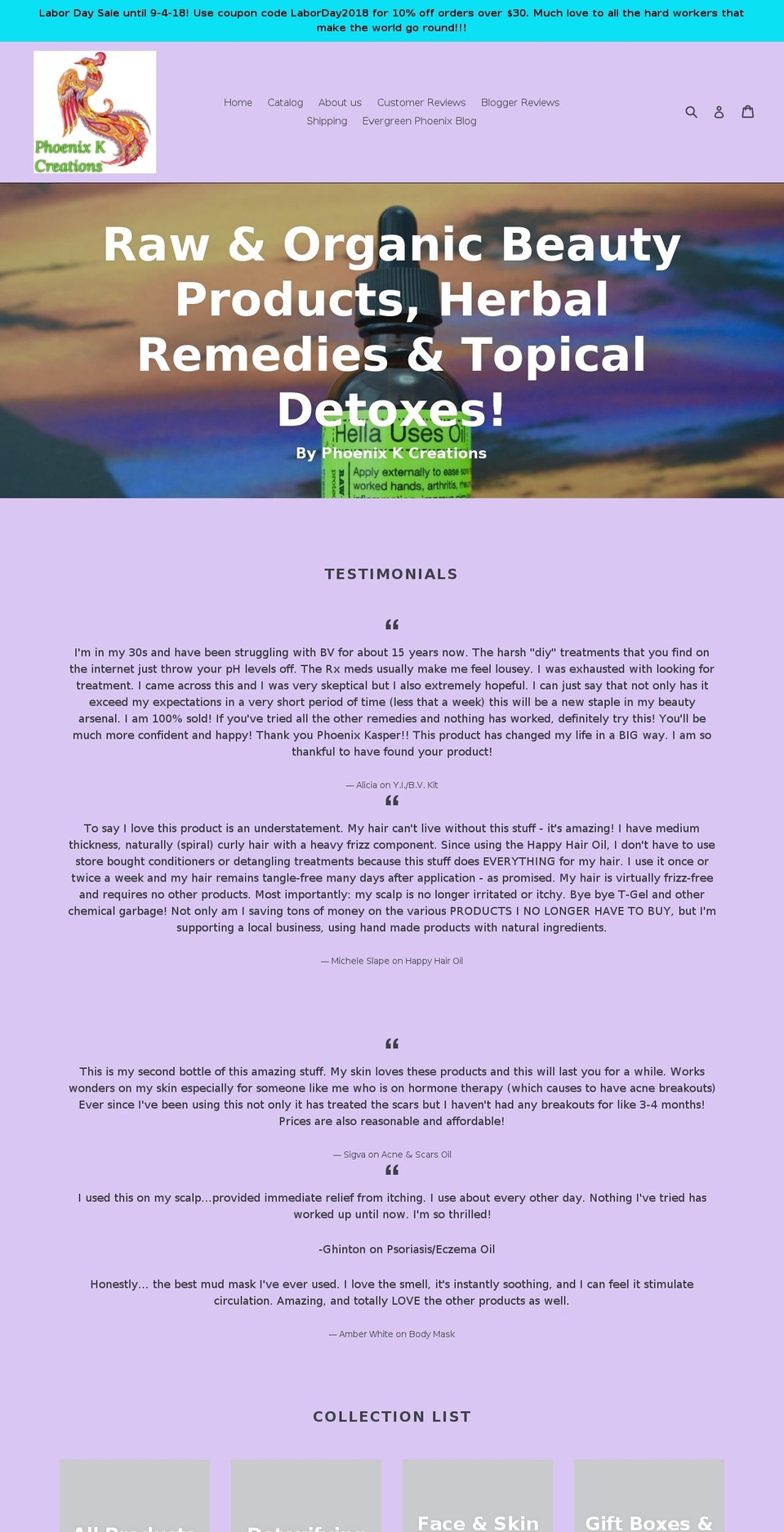 phoenixkcreations.com shopify website screenshot