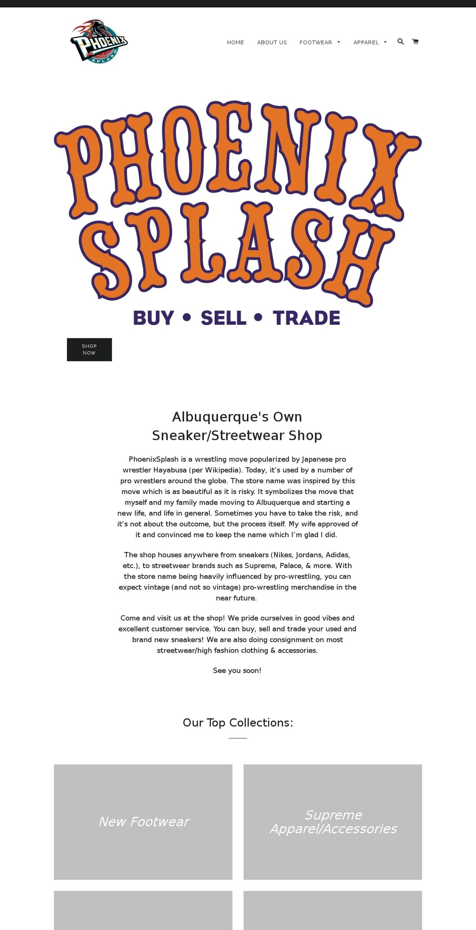 phoenixsplash.com — Shopify storefront screenshot