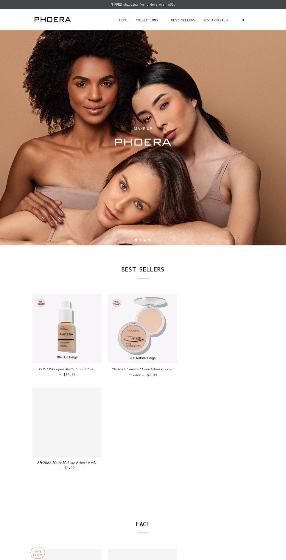 phoeracosmetics.com shopify website screenshot