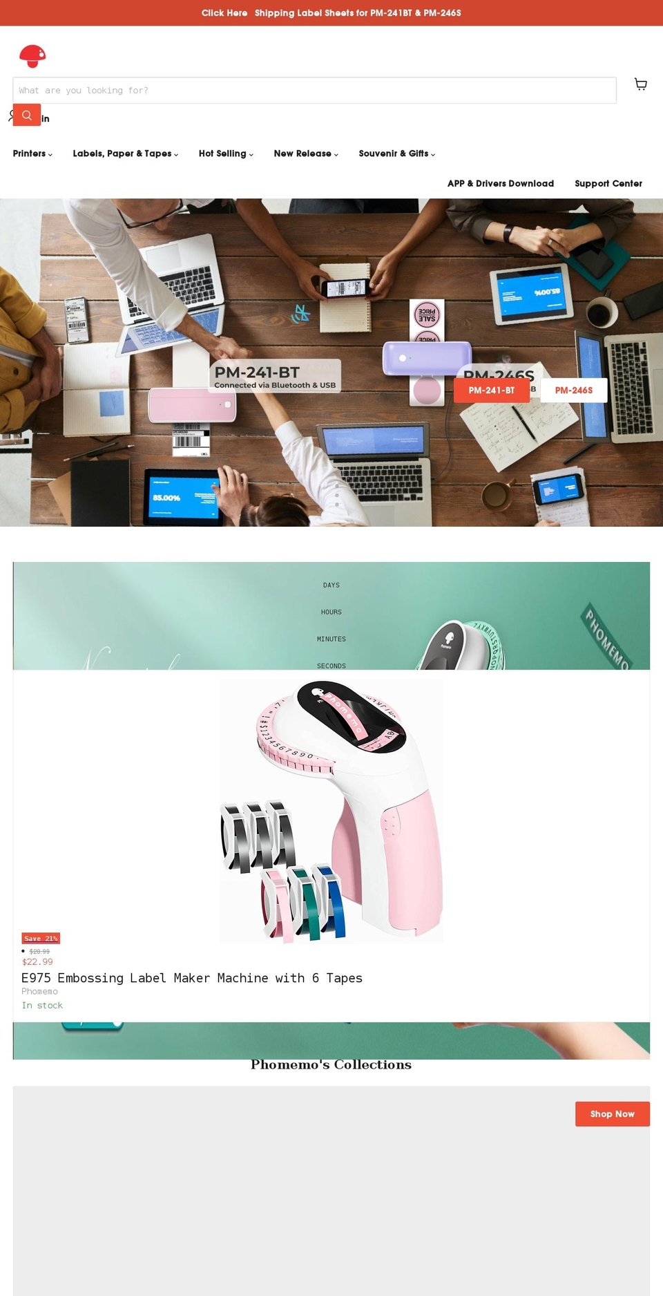 phomemo.com shopify website screenshot