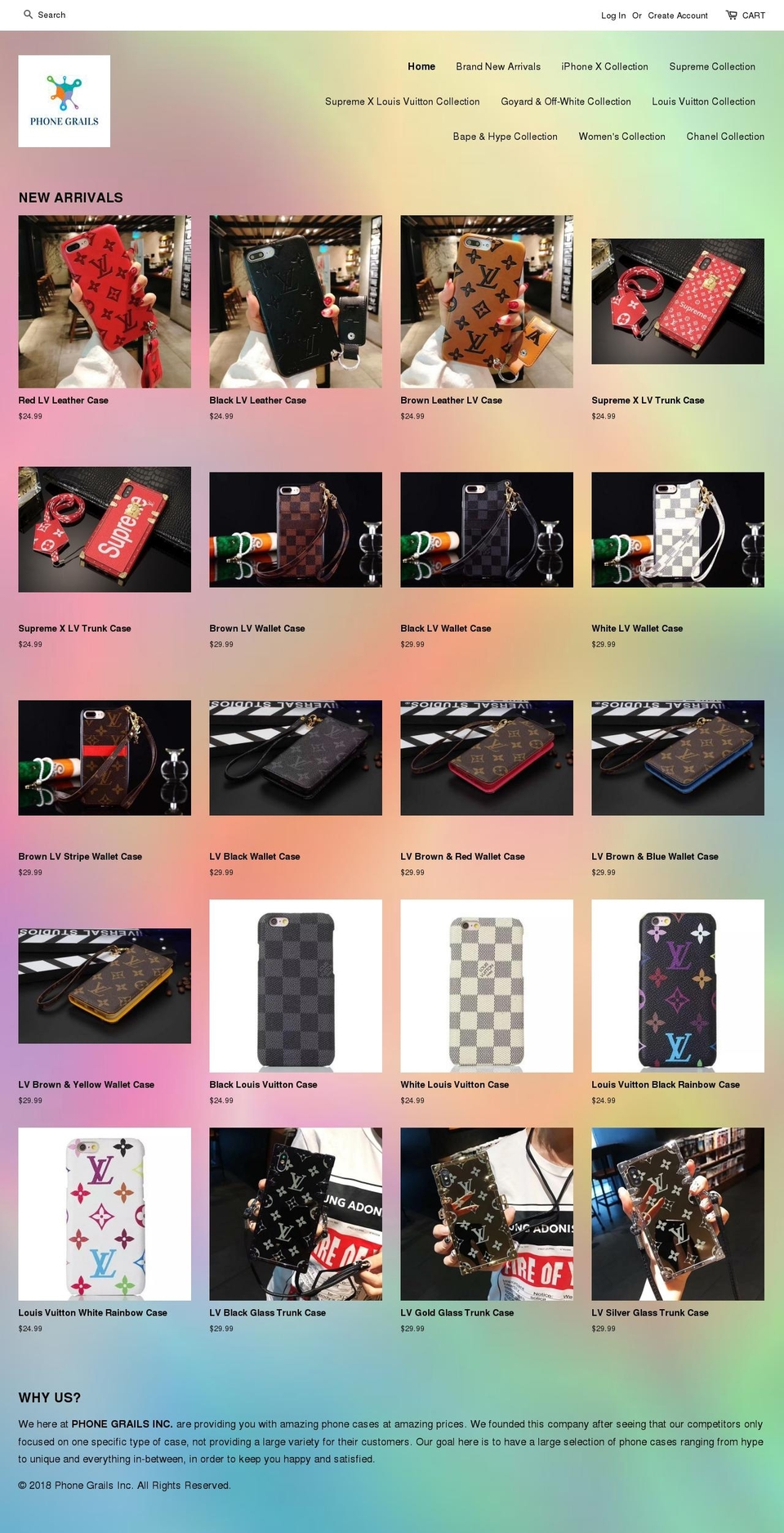 phonegrails.com shopify website screenshot