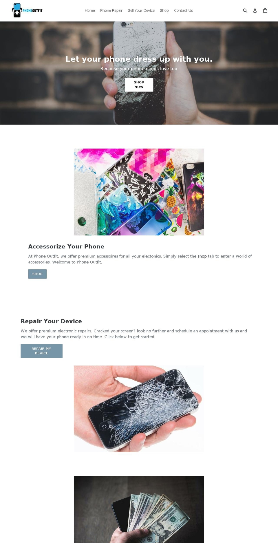 phoneoutfit.com — Shopify storefront screenshot