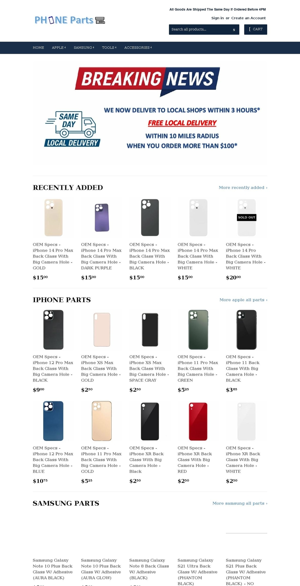 phonepartsmart.com shopify website screenshot