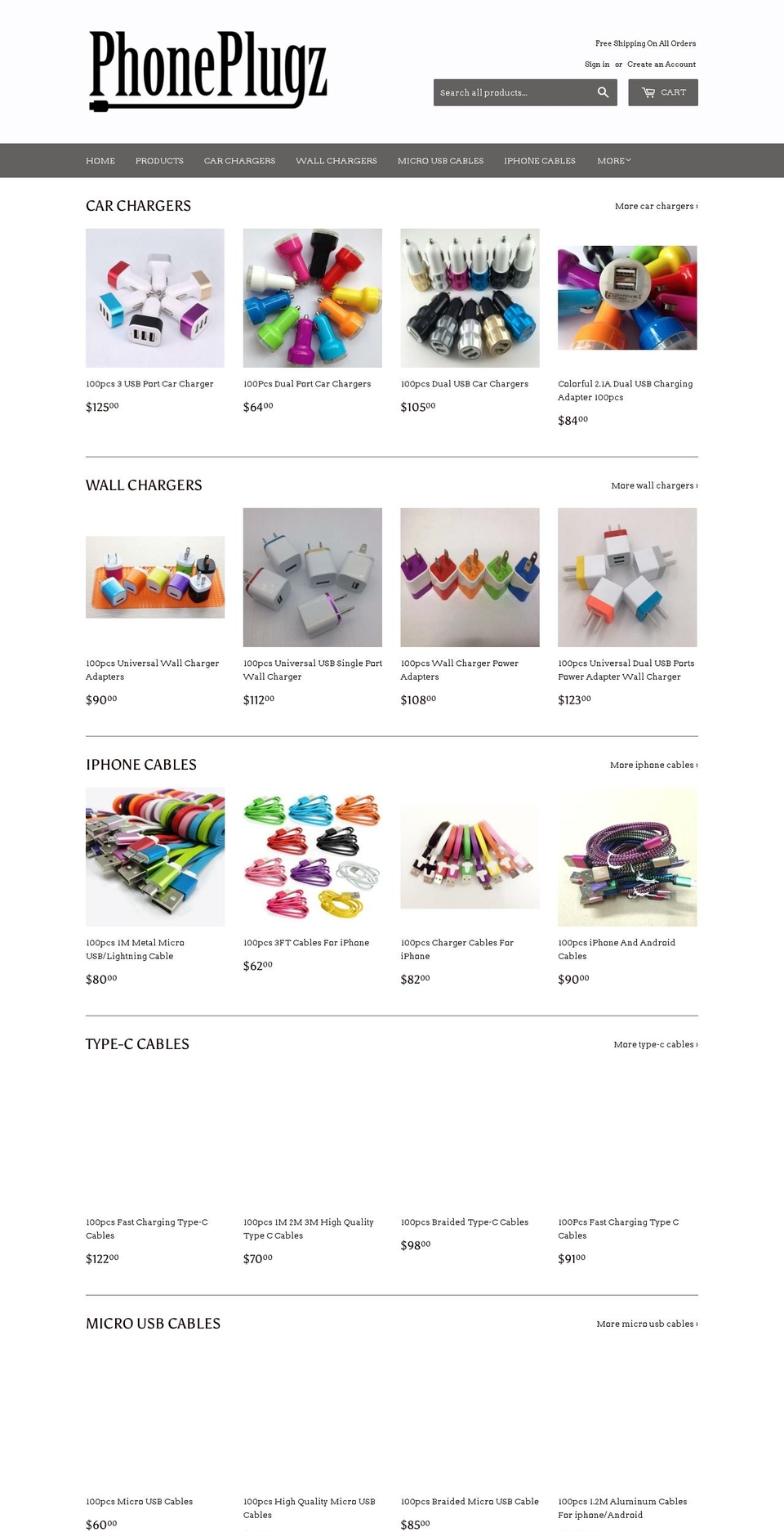 phoneplugz.com — Shopify storefront screenshot