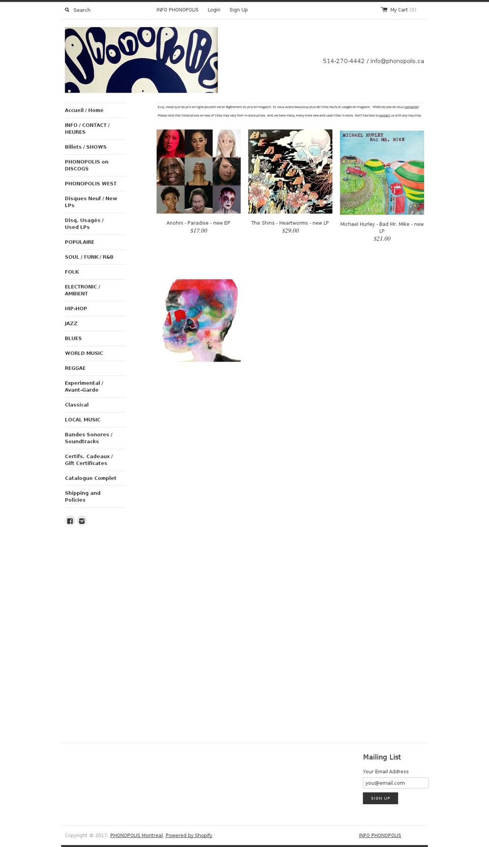 phonopolis.ca shopify website screenshot