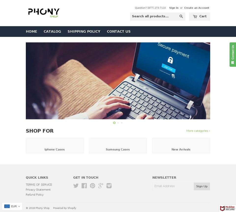 phonyshop.com shopify website screenshot