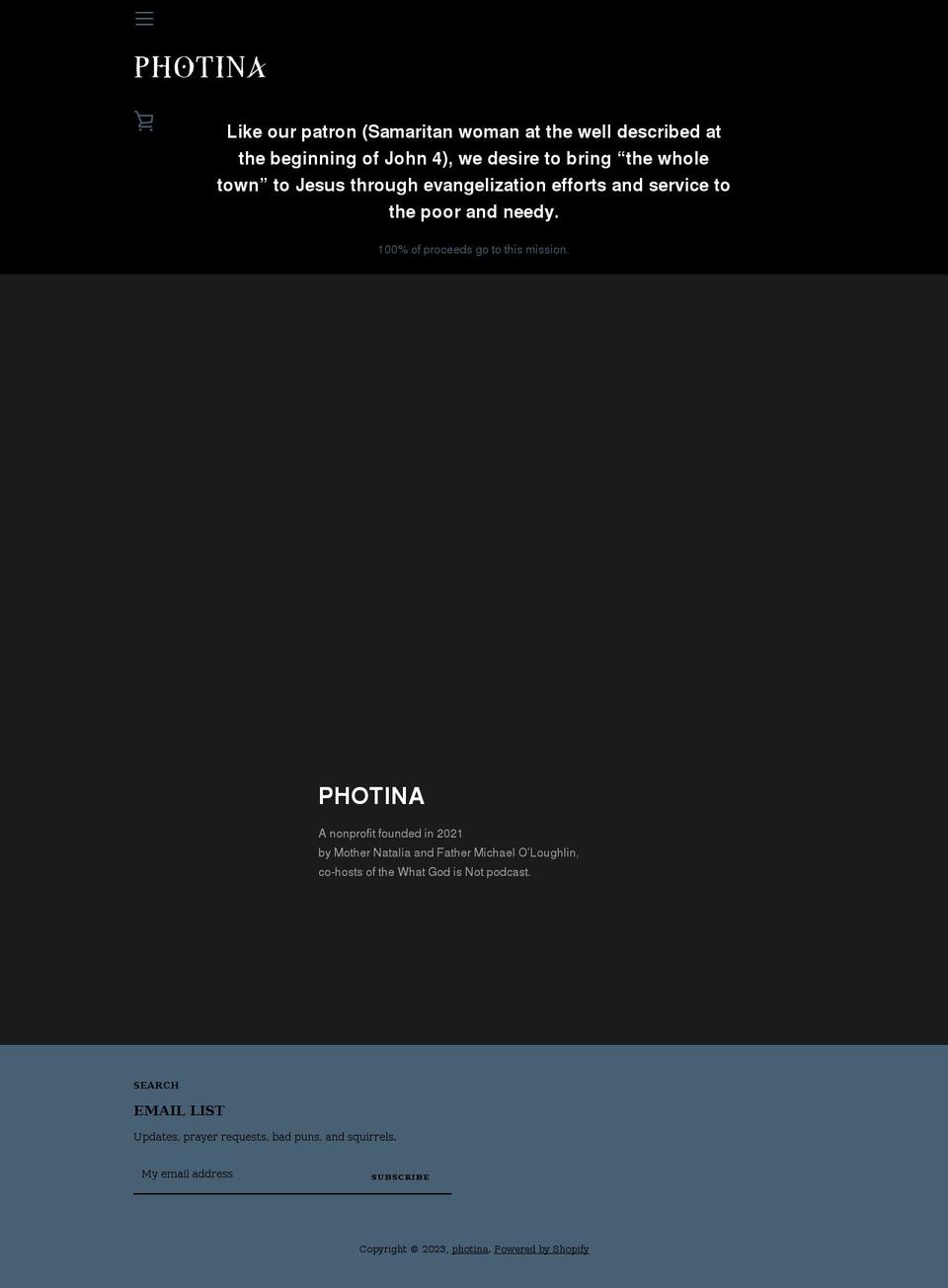 photina.org shopify website screenshot
