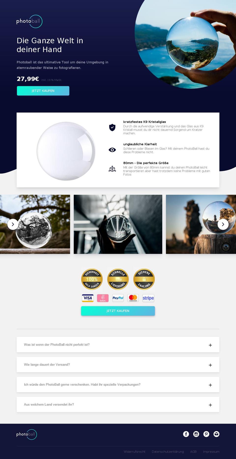 photo-ball.com — Shopify storefront screenshot