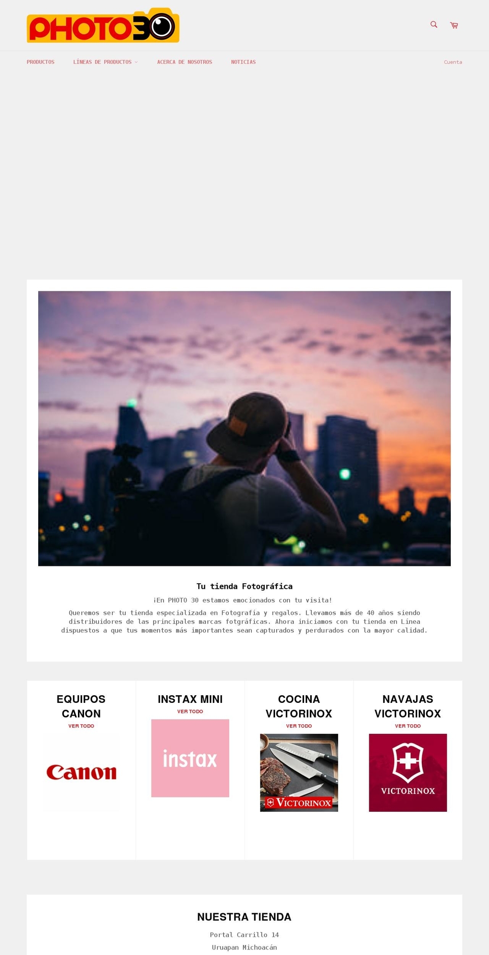 photo30.mx shopify website screenshot