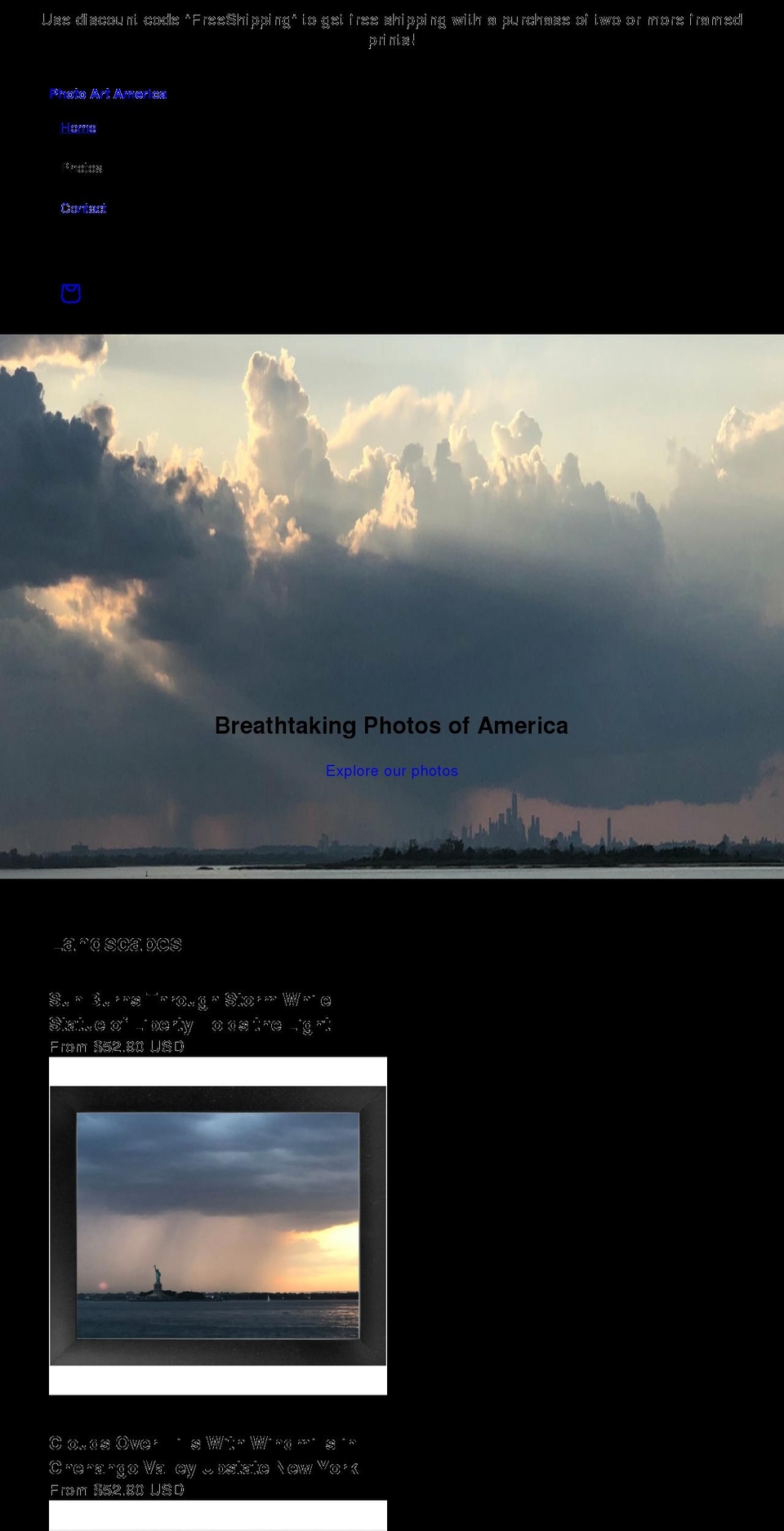 photoartamerica.com shopify website screenshot