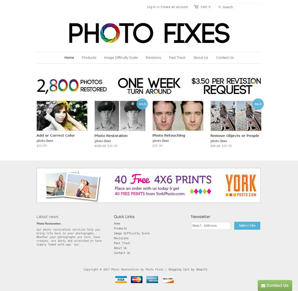 photofixes.com shopify website screenshot