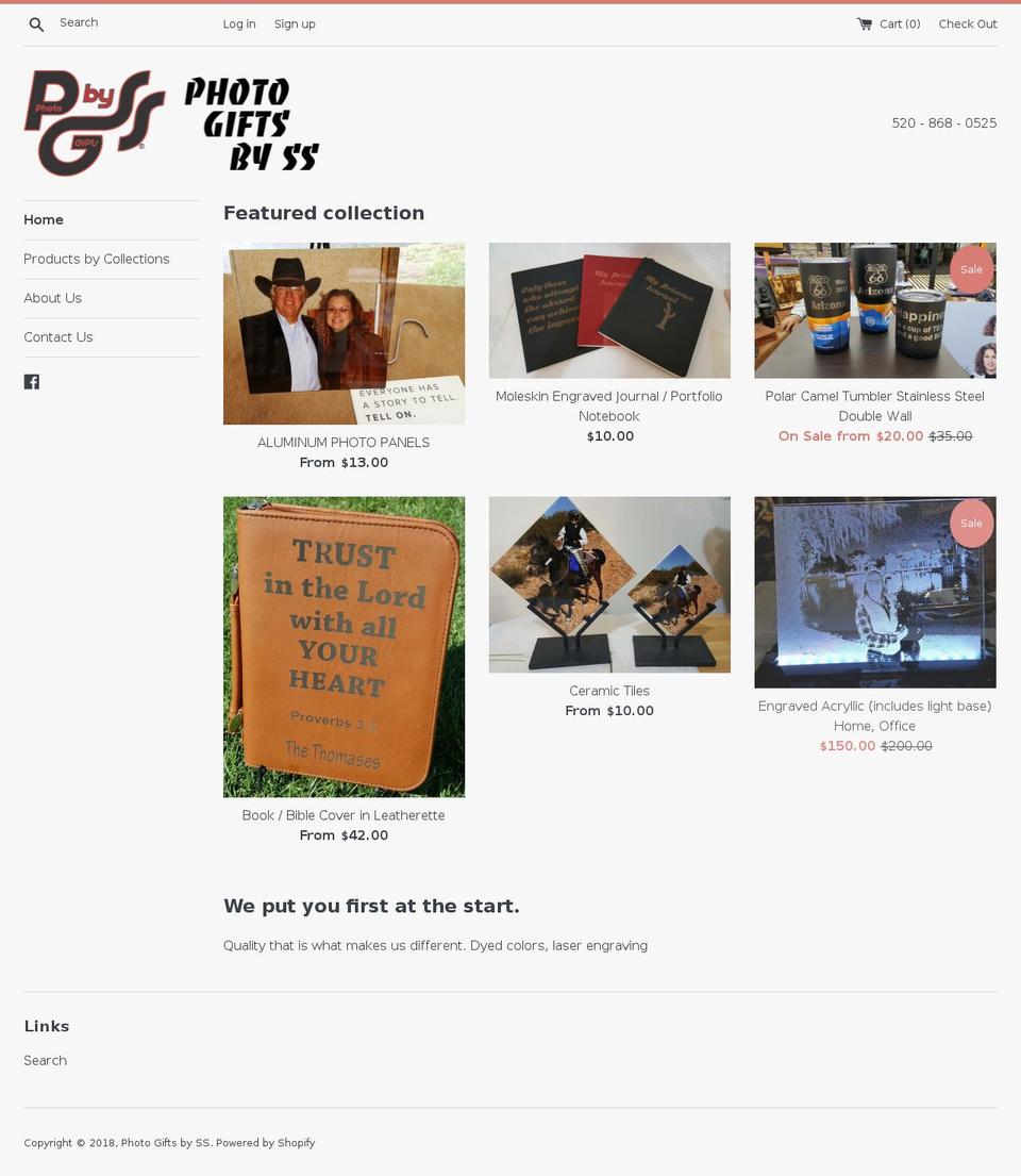 photogiftsbyss.com — Shopify storefront screenshot