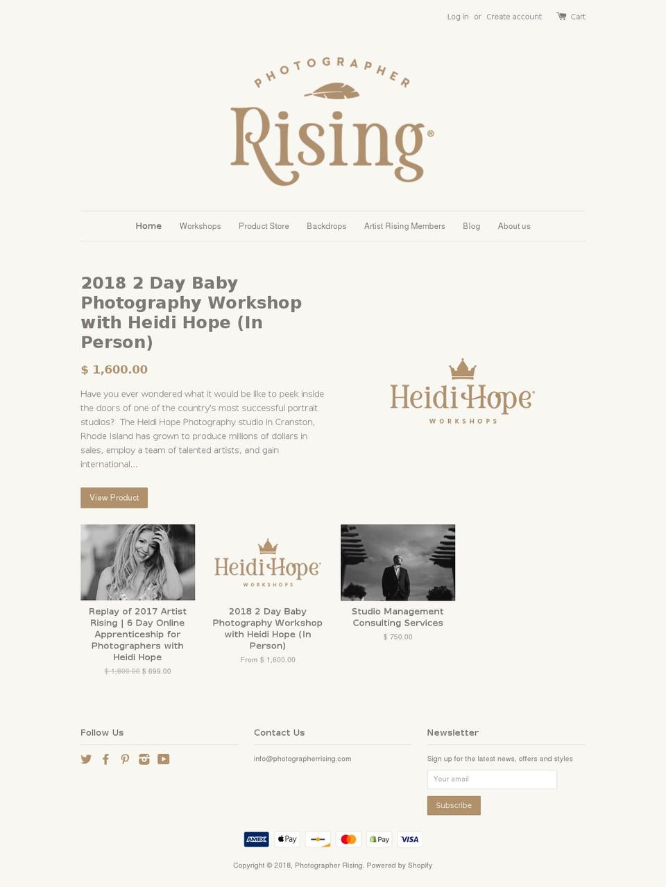 photographerrising.com shopify website screenshot