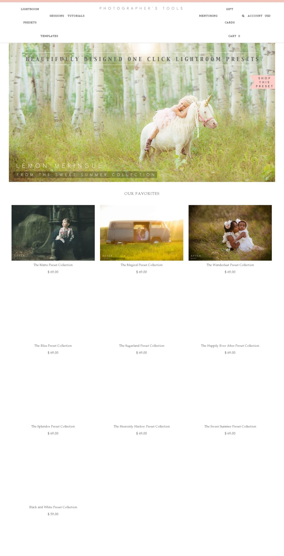 photographerstools.com shopify website screenshot