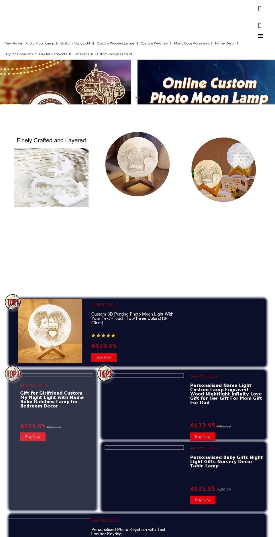 photomoonlamp.com.au shopify website screenshot