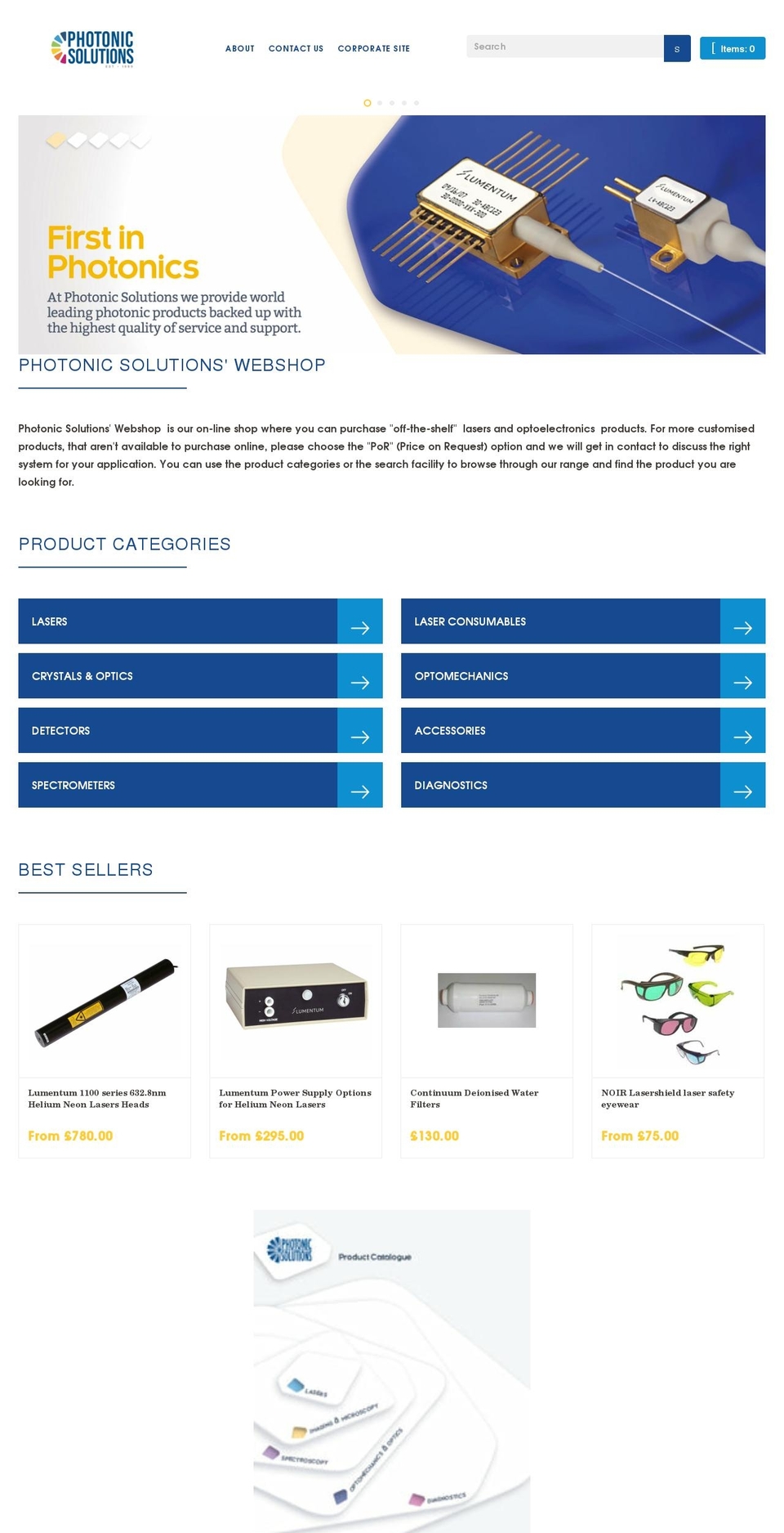 Photonic Solutions Shopify theme site example photonicshop.co.uk