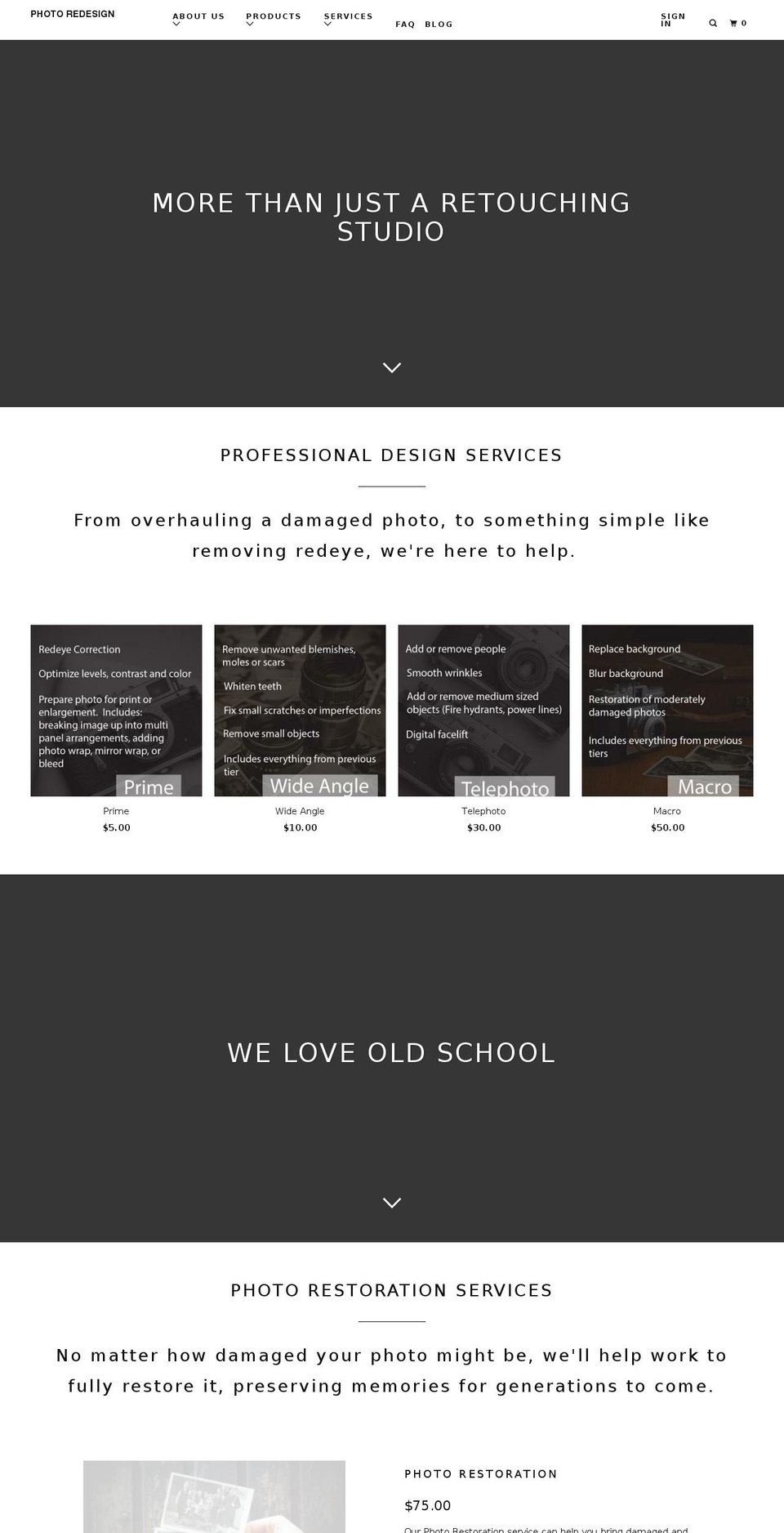 photoredesign.com — Shopify storefront screenshot