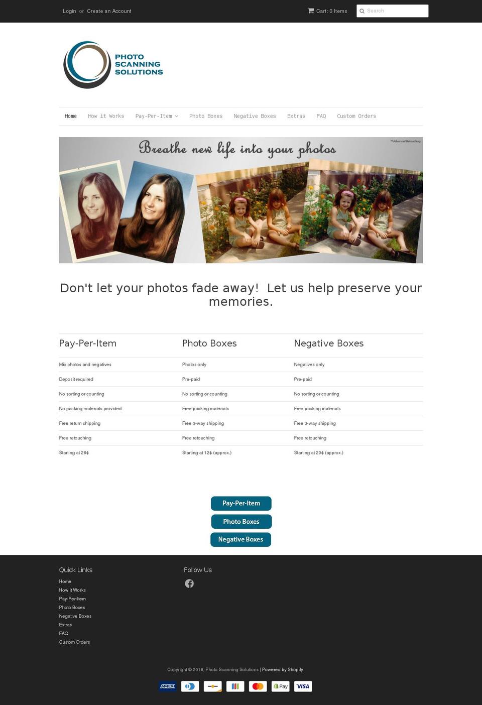 photoscanningsolutions.com — Shopify storefront screenshot