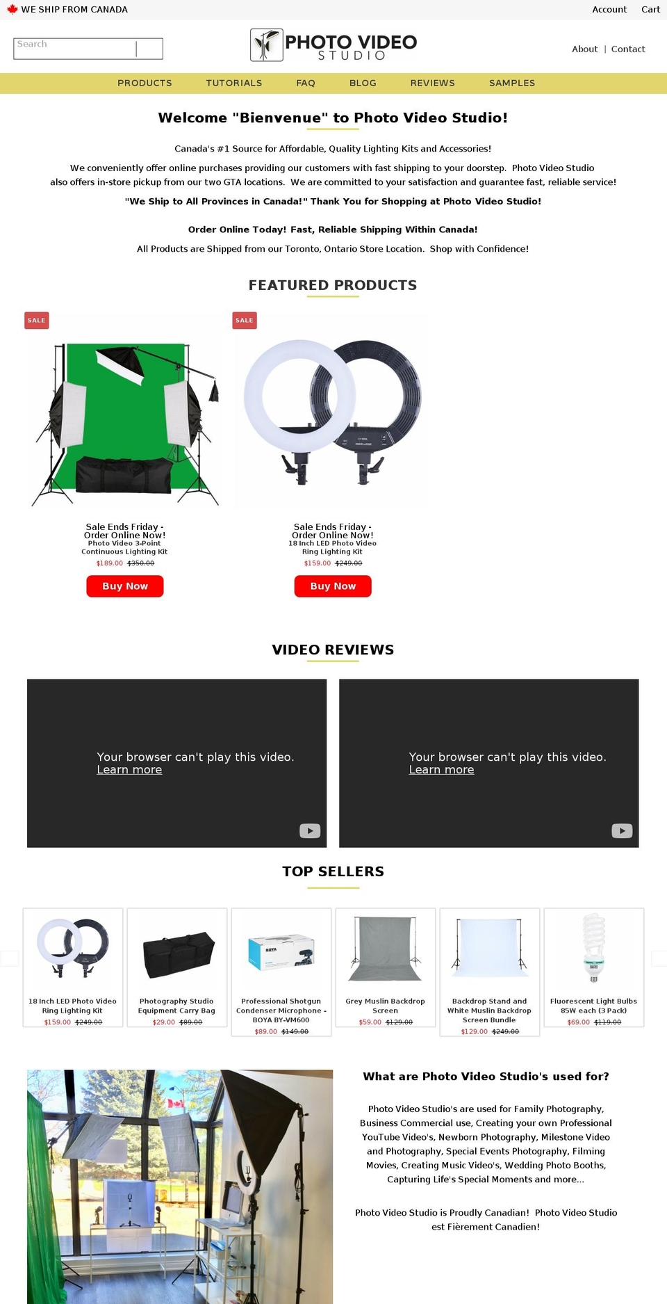 photovideostudio.ca shopify website screenshot