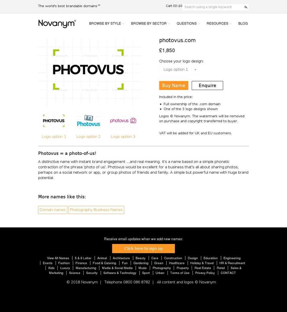 photovus.com — Shopify storefront screenshot