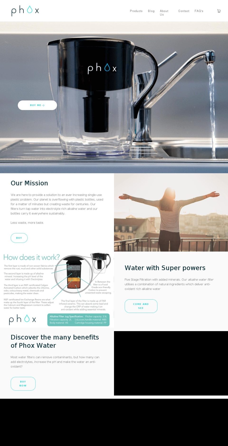 phoxwater.com shopify website screenshot