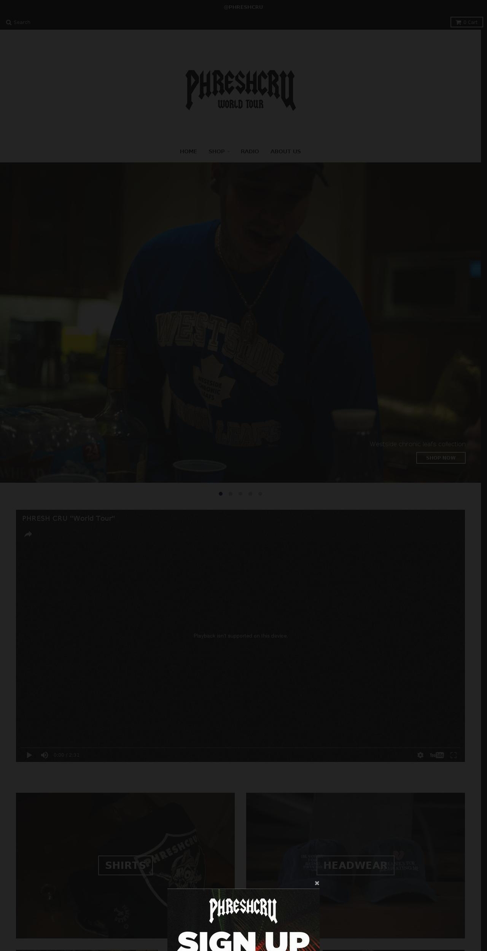 phreshcru.com shopify website screenshot