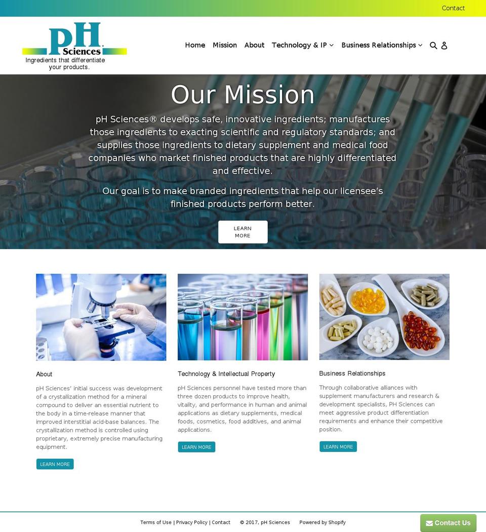 phsciences.com shopify website screenshot