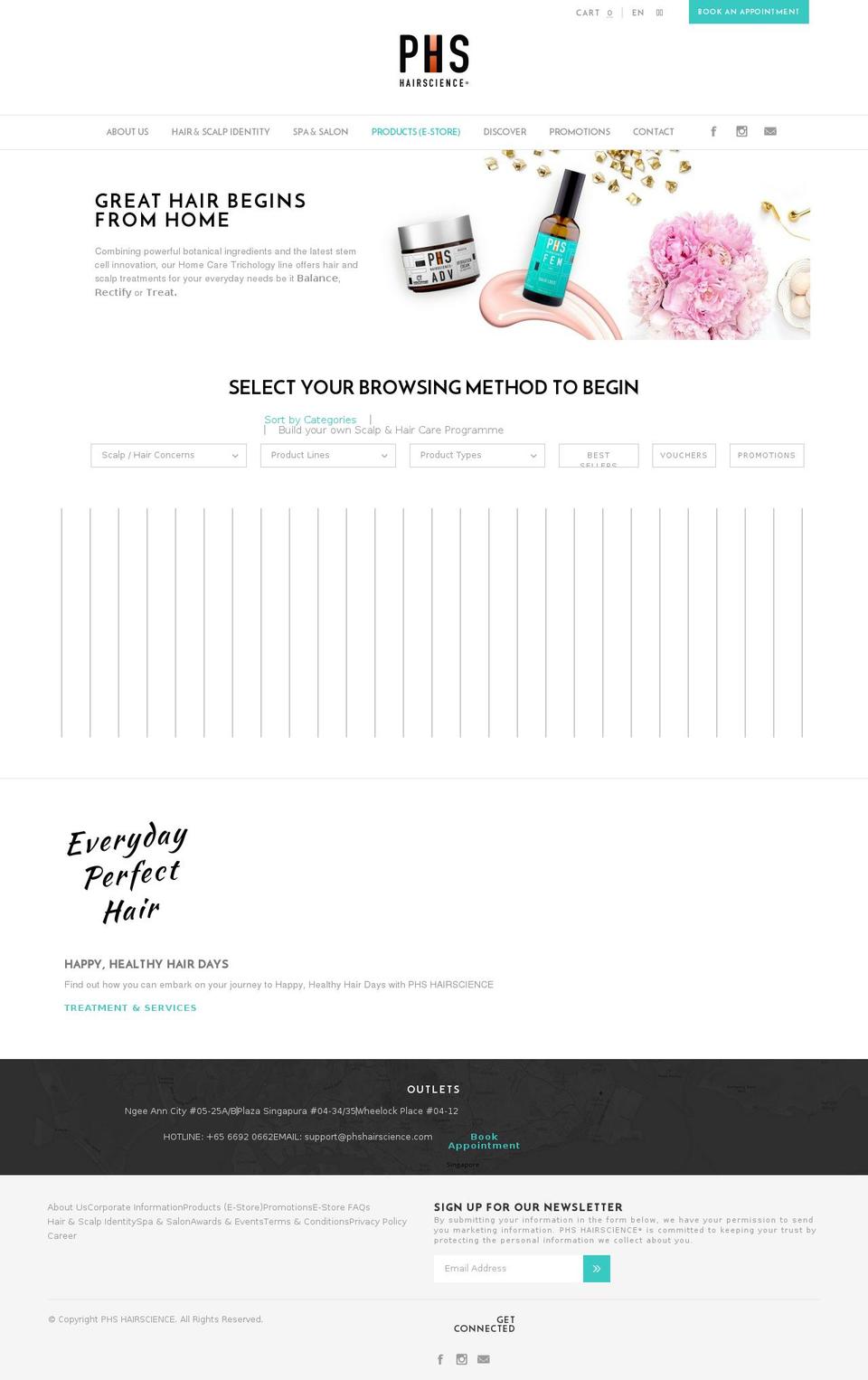 PHS HAIRSCIENCE Shopify theme site example phshair.com