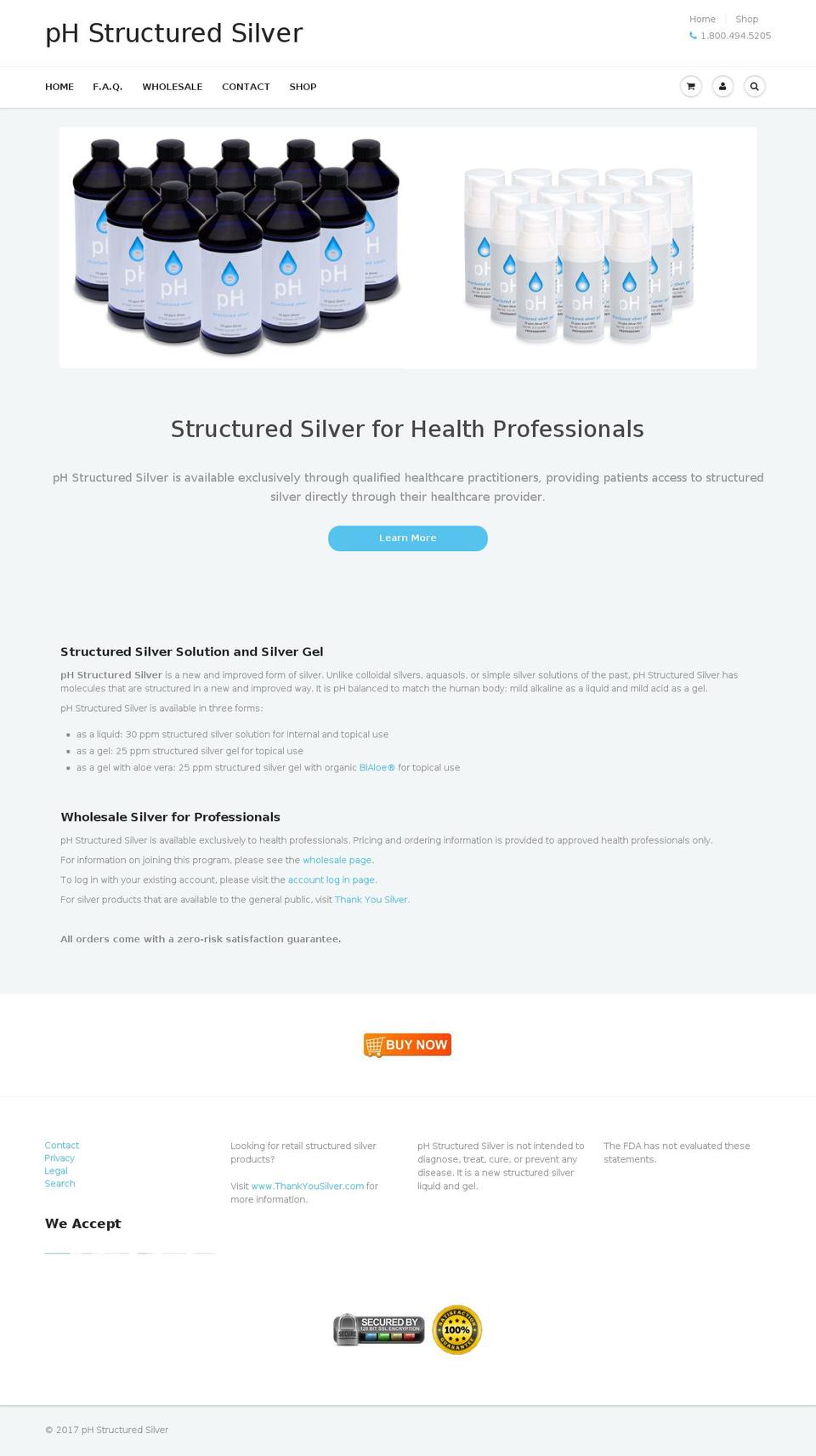 phstructuredsilver.com shopify website screenshot