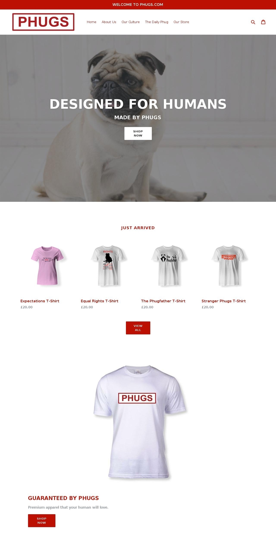 phugs.com shopify website screenshot