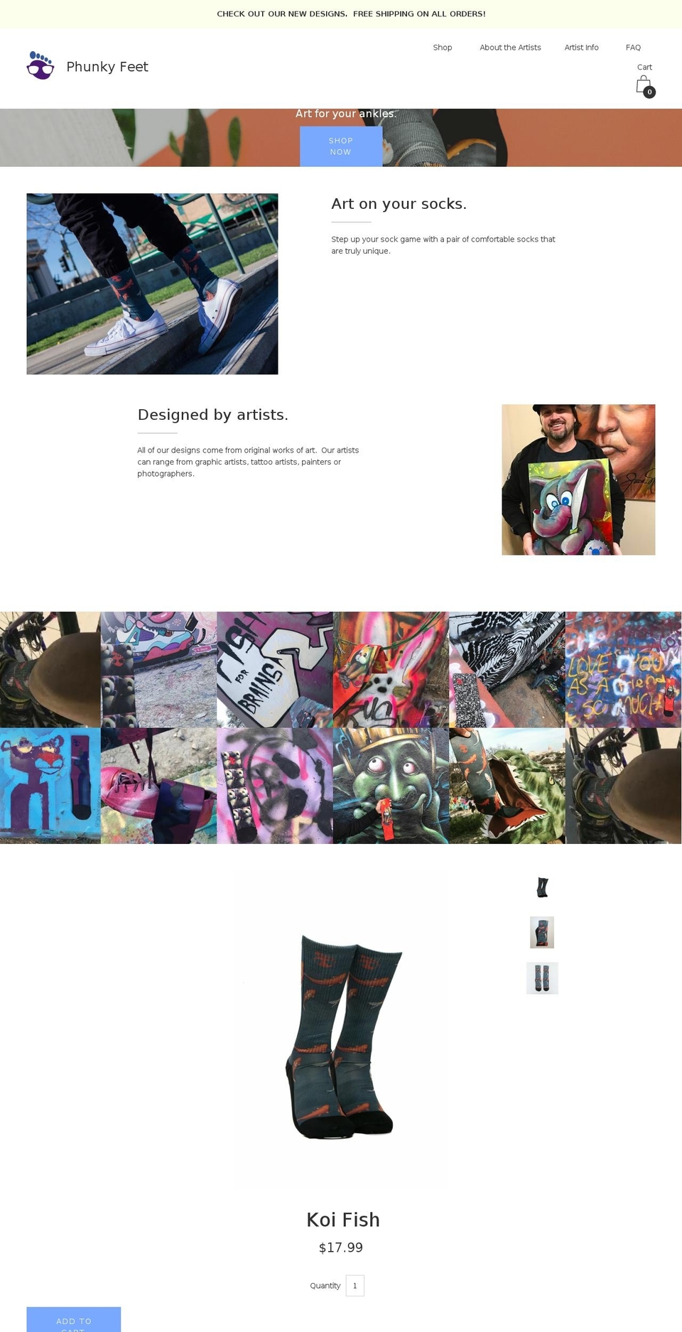 phunkyfeet.com — Shopify storefront screenshot