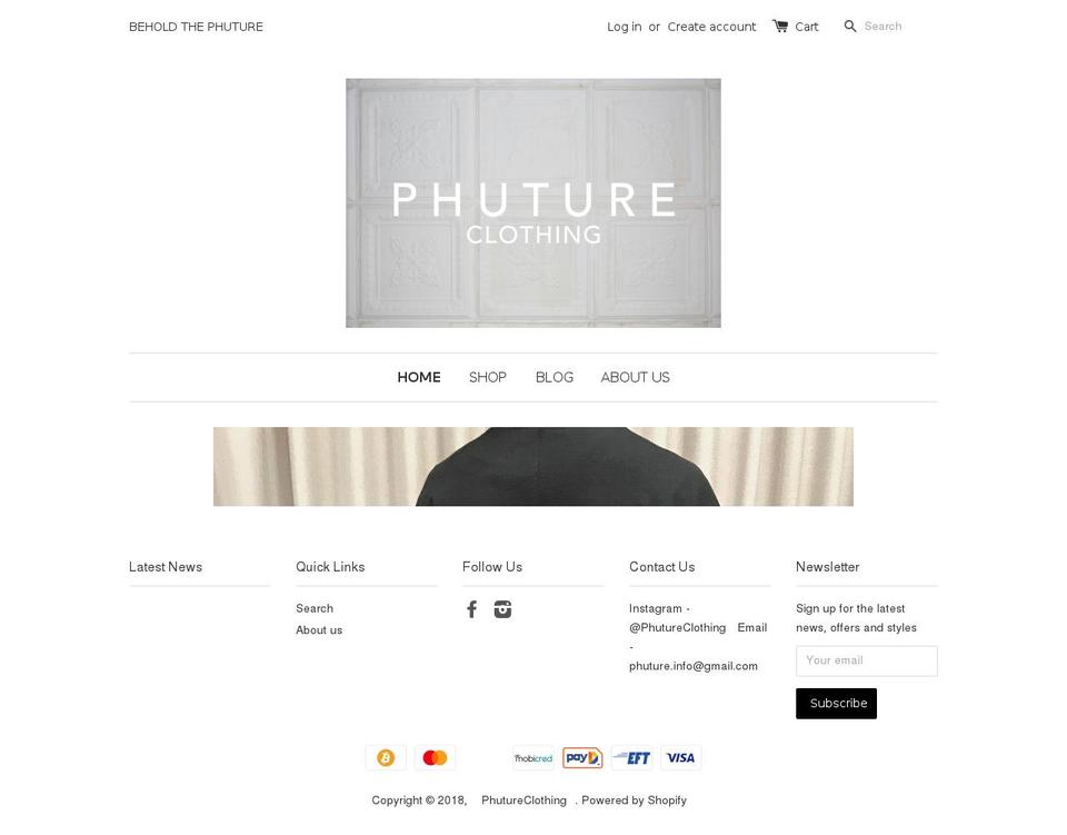 phutureclothing.com shopify website screenshot