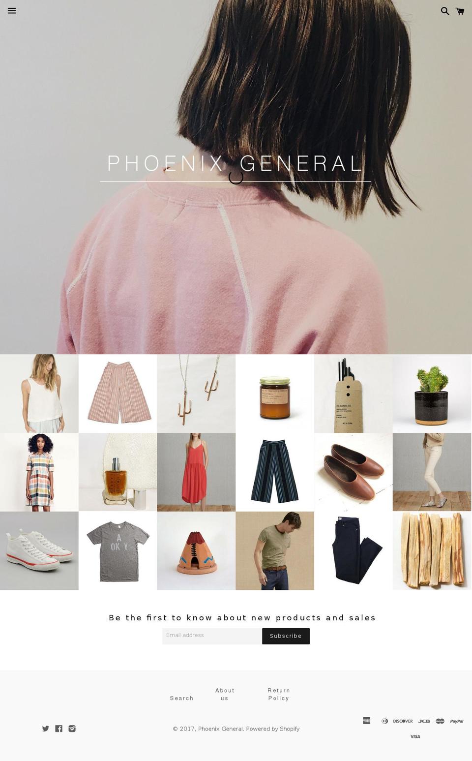 phxgeneral.com shopify website screenshot