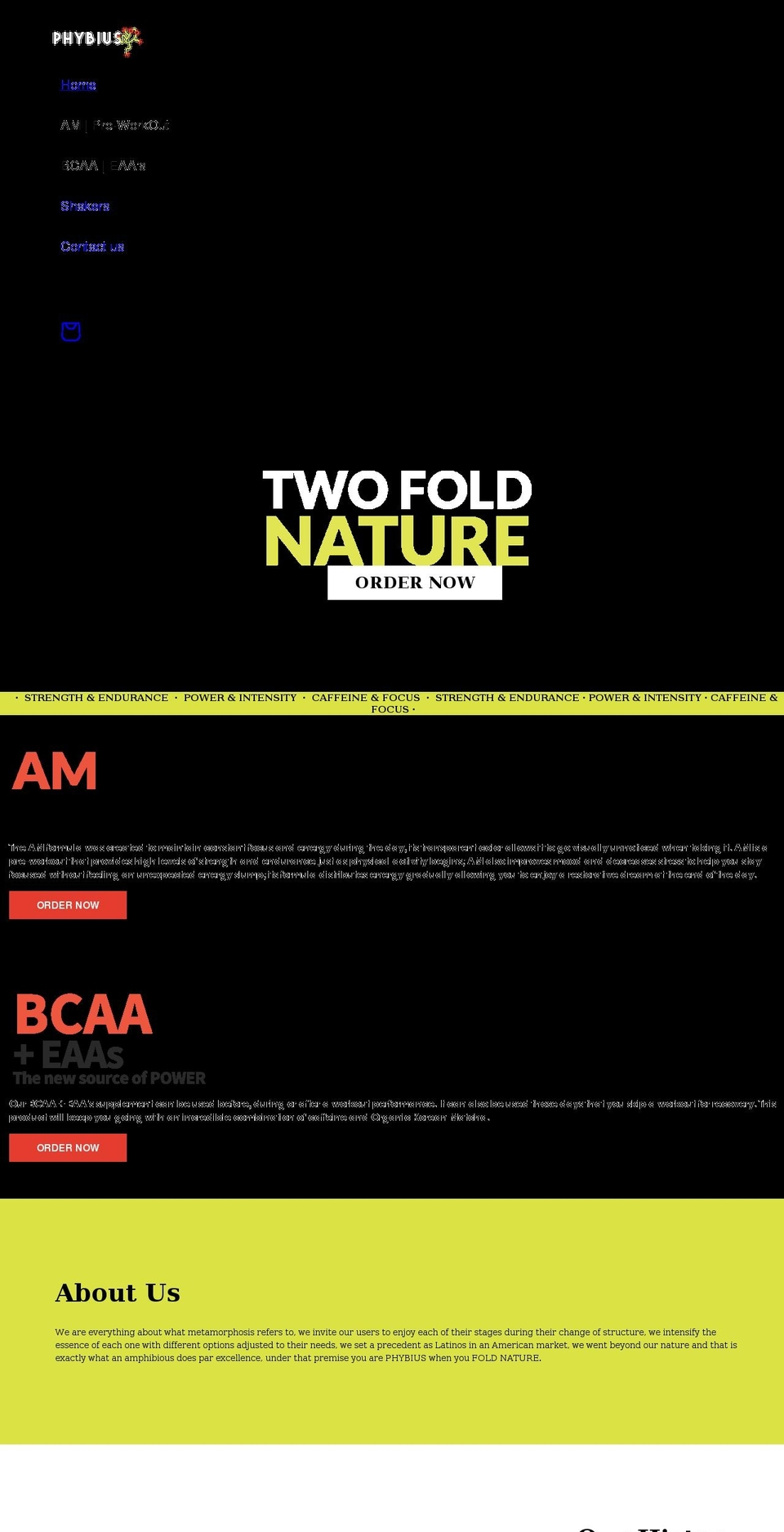 phybius.com shopify website screenshot