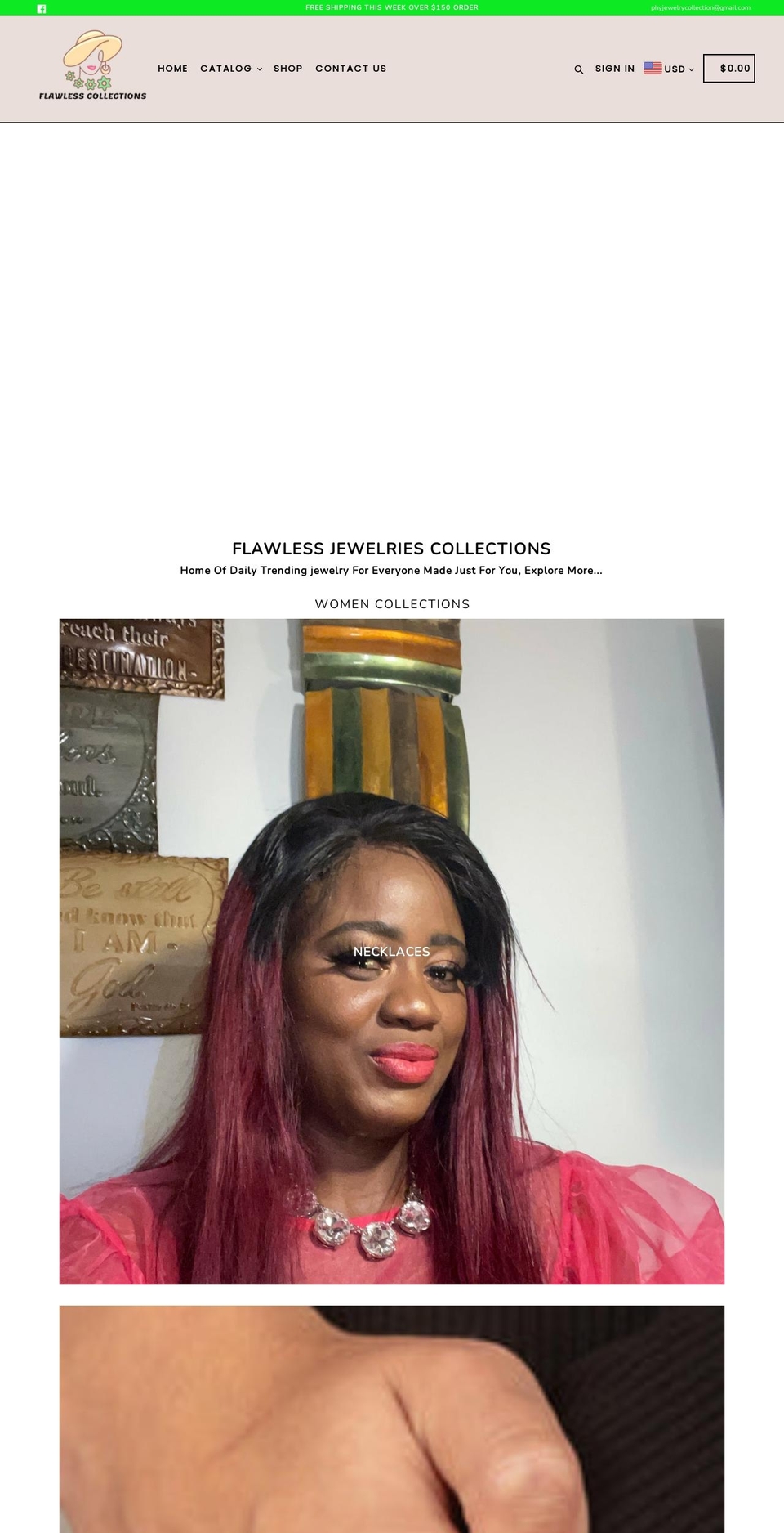 phyflawlessjewelrycollection.com shopify website screenshot