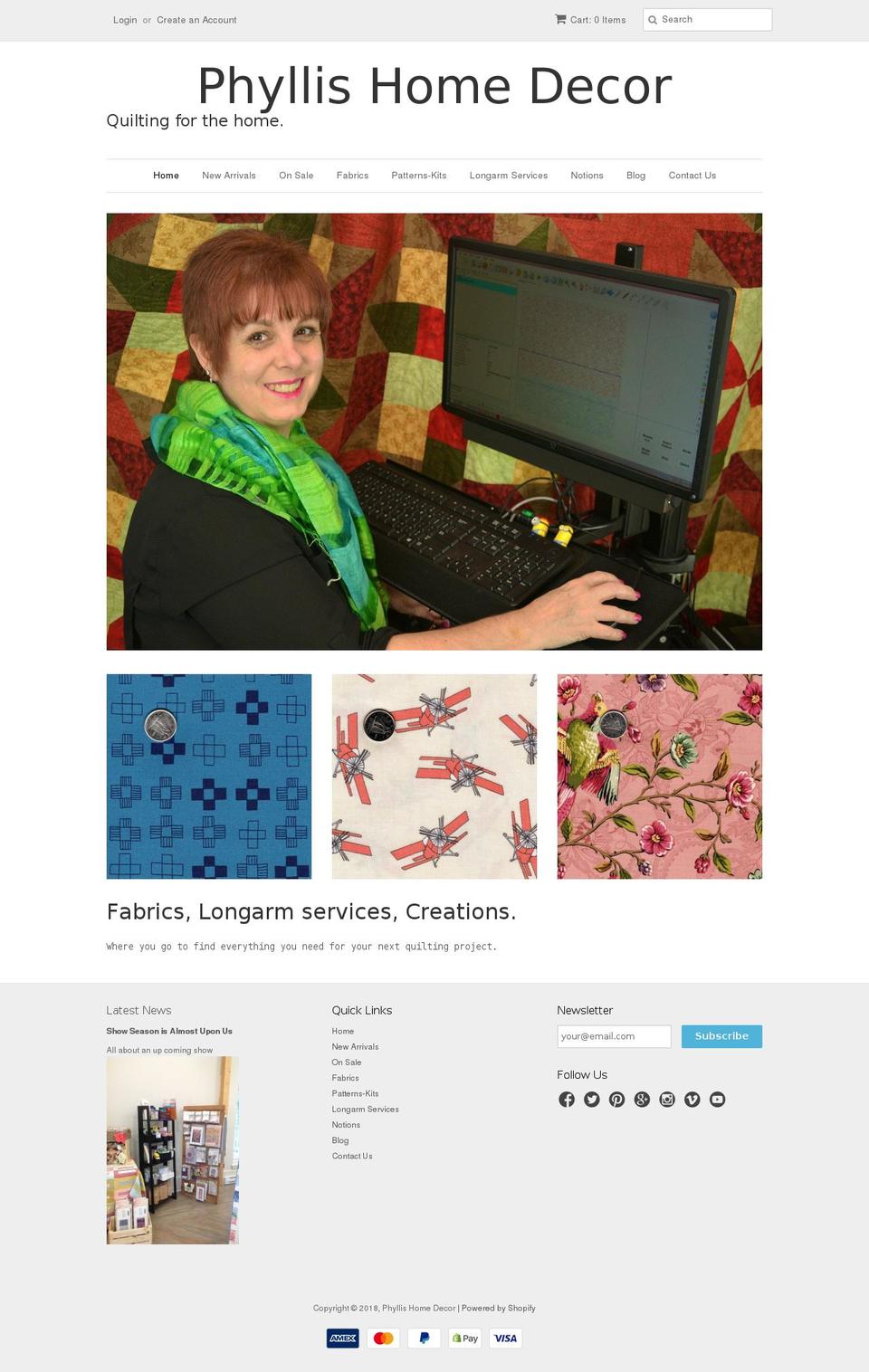 phyllishomedecor.com — Shopify storefront screenshot